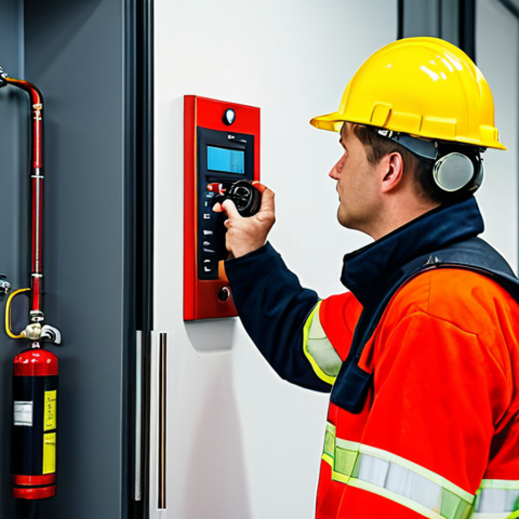 Specialized Fire Safety Technician**

"A focused fire safety technician, fully clothed in appropriate work attire, inspecting a modern fire detection system in a commercial building, professional equipment visible, safe for work, appropriate content, perfect anatomy, correct proportions, natural pose, professional, modest, family-friendly, well-lit scene, high quality."

**