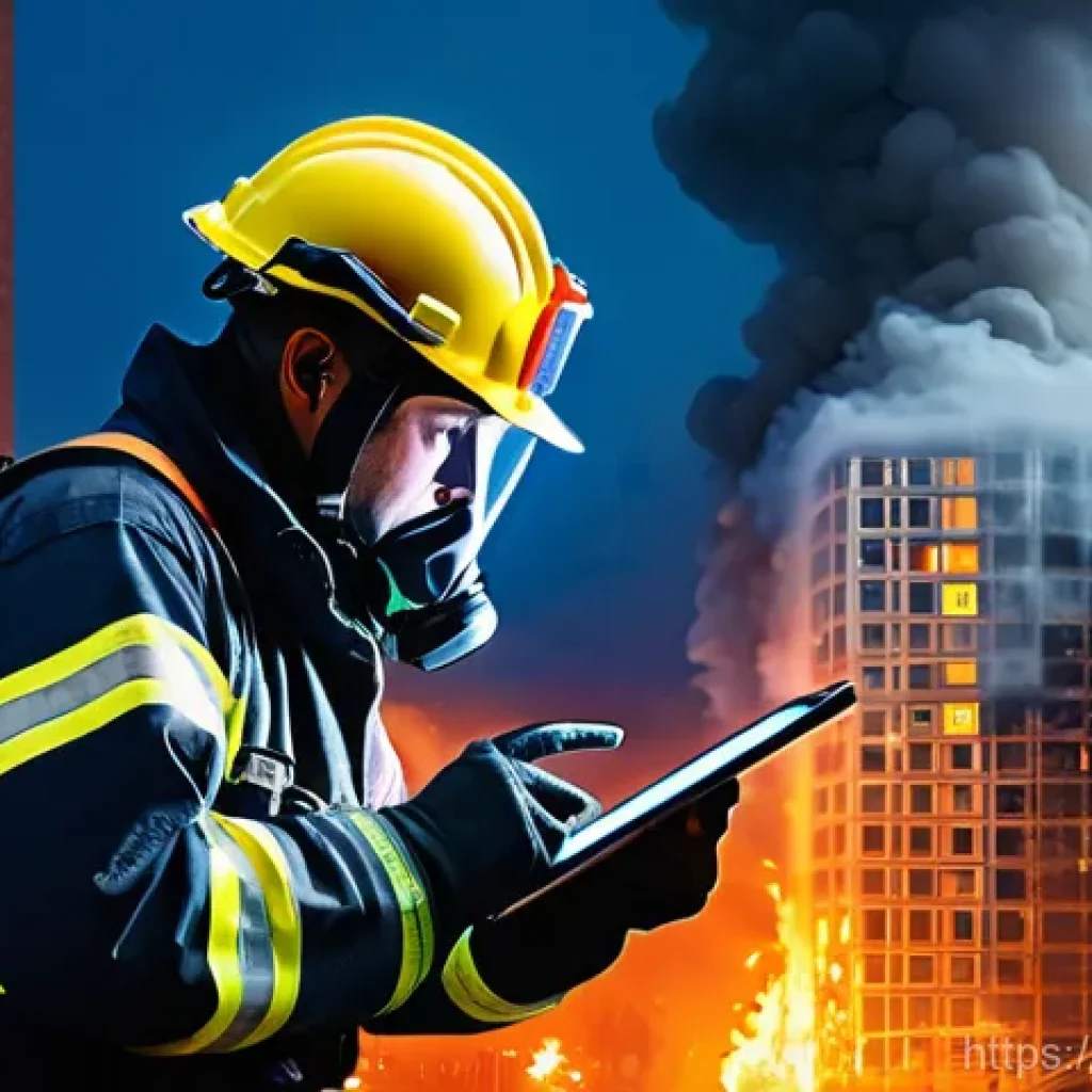 화재안전관리 실무와 관련된 최신 기술 동향 - **Prompt 1: AI-Powered Urban Fire Response**
    A dramatic and dynamic, high-tech scene of professi...
