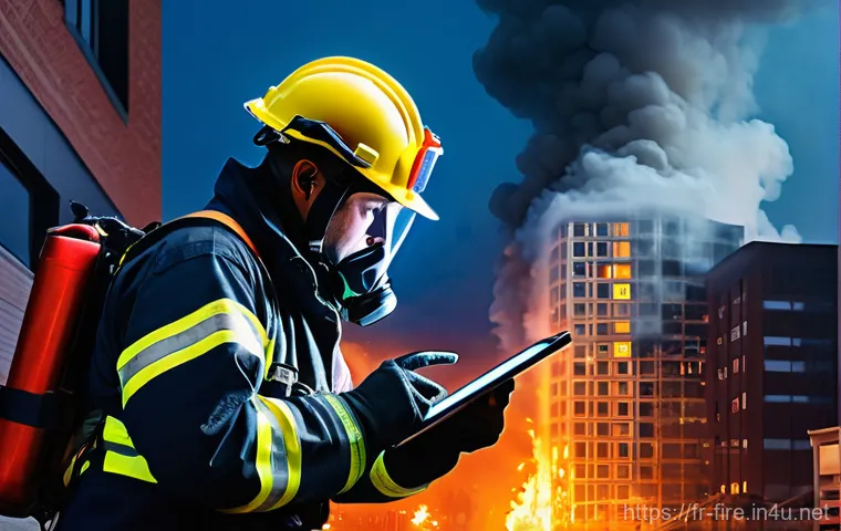 화재안전관리 실무와 관련된 최신 기술 동향 - **Prompt 1: AI-Powered Urban Fire Response**
    A dramatic and dynamic, high-tech scene of professi...