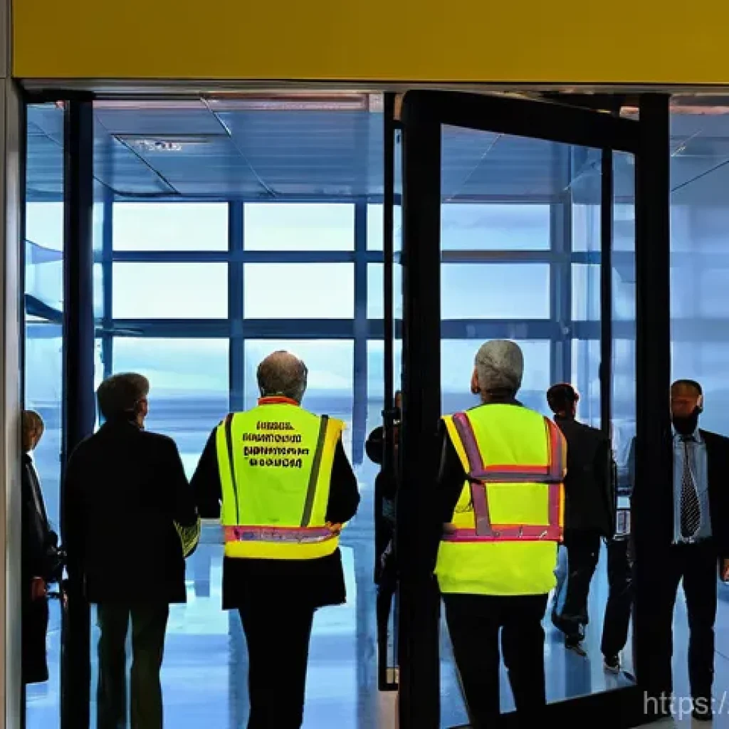 화재안전관리 기출문제 해설 및 풀이 - **Prompt 1: Organized Evacuation Drill in a Modern Public Building**
    "An aerial view of a divers...