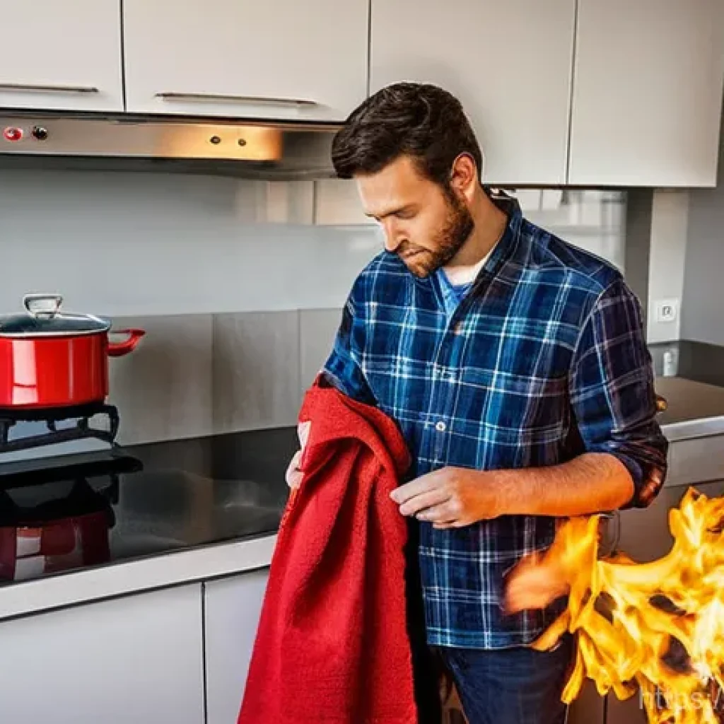 화재안전관리 실무에서 자주 발생하는 질문 - **Prompt 1: Kitchen Fire Prevention Action**
    "A calm adult, wearing sensible, modest casual clot...