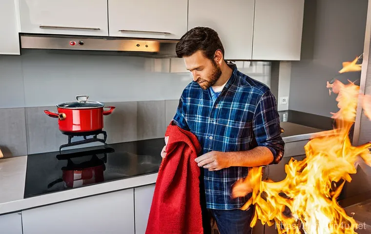 화재안전관리 실무에서 자주 발생하는 질문 - **Prompt 1: Kitchen Fire Prevention Action**
"A calm adult, wearing sensible, modest casual clot...
