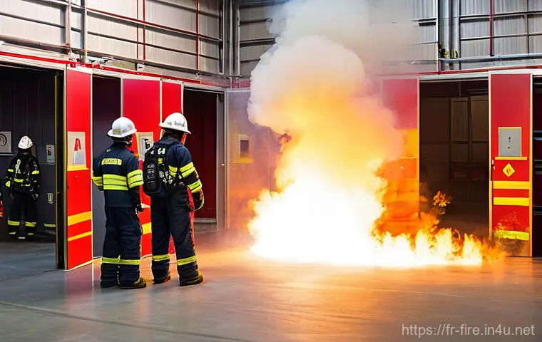 화재안전관리 직무에서의 성과 평가 전략 - **Advanced IoT and AI Fire Safety Monitoring**
    A sleek, futuristic control room, bathed in soft,...