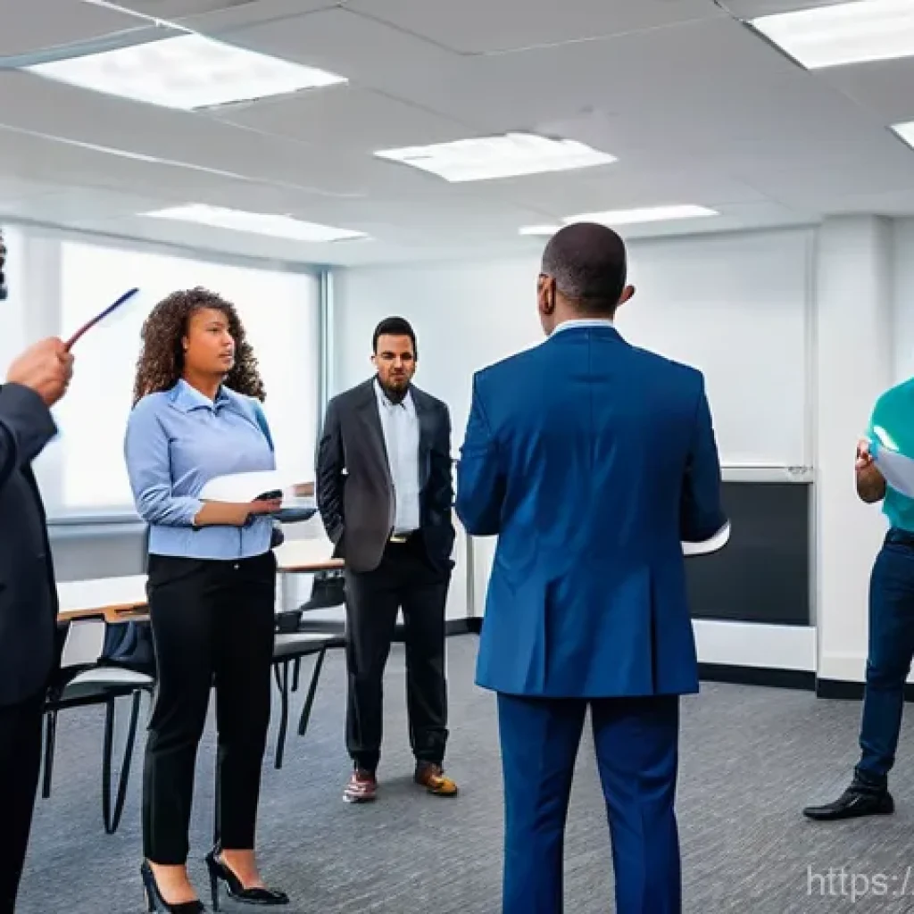 화재안전관리 실무에서의 문제 해결 전략 - A group of diverse adult professionals, including men and women of various ethnicities, in a bright,...