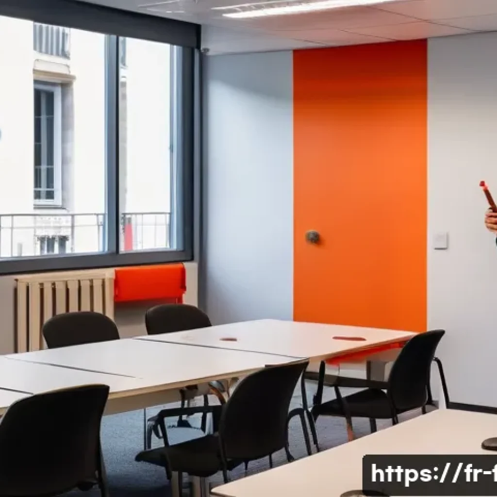 화재안전관리 실무와 관련된 최신 법령 요약 - A detailed, realistic office environment in France with employees participating in a fire safety tra...