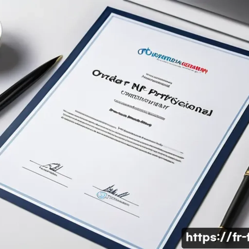 화재안전관리 기술자 경력증명서 작성 요령 - A professional office scene showing a formal work certificate on a clean desk, featuring a sleek com...