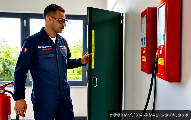 화재안전관리 자격 취득 준비법 - Photorealistic French fire safety certification preparation scene, confident adult trainee in a neat...